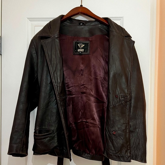 Vintage 1970s Ardney Brown Leather Jacket Mens or Women Medium - Picture 2 of 4